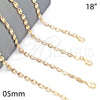 Gargantilla Basica 04.326.0001.18 Oro Laminado, Diseño de Puff Mariner, Pulido, Tono Dorado (Thickness, 18 Inches Length)
