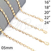 Gargantilla Basica 04.326.0001.18 Oro Laminado, Diseño de Puff Mariner, Pulido, Tono Dorado (Thickness, 18 Inches Length)