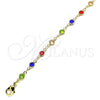 Pulsera Elegante 03.326.0004.08 Oro Laminado, con Multicolor Zirconia Cubica, Pulido, Tono Dorado (05 MM Thickness, 8 Inches Length)