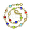 Pulsera Elegante 03.326.0004.08 Oro Laminado, con Multicolor Zirconia Cubica, Pulido, Tono Dorado (05 MM Thickness, 8 Inches Length)