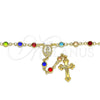 Rosario Mediano 09.326.0001.18 Oro Laminado, Diseño de Guadalupe y Crucifijo, con Cristal Multicolor, Pulido, Tono Dorado