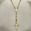 Rosario Mediano 09.326.0001.18 Oro Laminado, Diseño de Guadalupe y Crucifijo, con Cristal Multicolor, Pulido, Tono Dorado