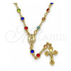 Rosario Mediano 09.326.0001.18 Oro Laminado, Diseño de Guadalupe y Crucifijo, con Cristal Multicolor, Pulido, Tono Dorado