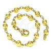 Pulsera Elegante 03.326.0005.08 Oro Laminado, Diseño de Bola, Pulido, Tono Dorado (05 MM Thickness, 8 Inches Length)