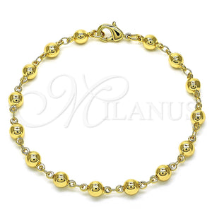 Pulsera Elegante 03.326.0005.08 Oro Laminado, Diseño de Bola, Pulido, Tono Dorado (05 MM Thickness, 8 Inches Length)