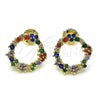 Arete Dormilona 02.94.0078 Oro Laminado, con Multicolor Zirconia Cubica, Pulido, Tono Dorado
