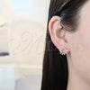 Arete Dormilona 02.94.0087 Oro Laminado, Diseño de Amor y Corazón, con Blanca Micro Pave, Pulido, Tono Dorado