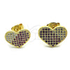 Arete Dormilona 02.94.0092 Oro Laminado, Diseño de Corazón, con Rubi and Blanca Micro Pave, Pulido, Tono Dorado