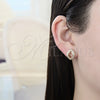 Arete Dormilona 02.94.0099 Oro Laminado, Diseño de Corazón, con Blanca Zirconia Cubica, Pulido, Tono Dorado
