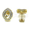 Arete Dormilona 02.94.0099 Oro Laminado, Diseño de Corazón, con Blanca Zirconia Cubica, Pulido, Tono Dorado