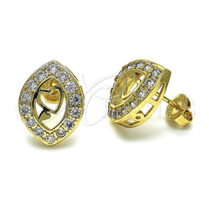 Arete Dormilona 02.94.0099 Oro Laminado, Diseño de Corazón, con Blanca Zirconia Cubica, Pulido, Tono Dorado