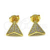 Arete Dormilona 02.94.0100 Oro Laminado, con Blanca Micro Pave, Pulido, Tono Dorado