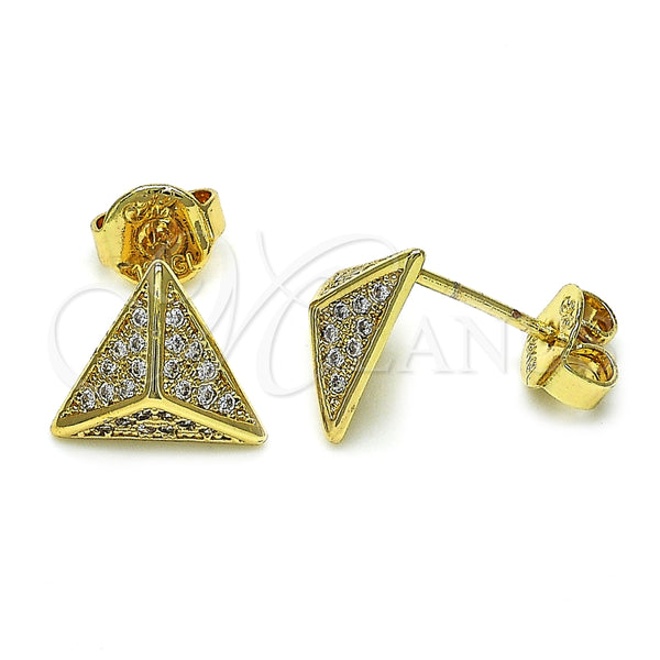 Arete Dormilona 02.94.0100 Oro Laminado, con Blanca Micro Pave, Pulido, Tono Dorado