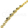Pulsera Elegante 03.210.0067.4.08 Oro Laminado, Diseño de Elefante, con Negro and Blanca Zirconia Cubica, Pulido, Tono Dorado (07 MM Thickness, 8 Inches Length)