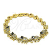 Pulsera Elegante 03.210.0067.4.08 Oro Laminado, Diseño de Elefante, con Negro and Blanca Zirconia Cubica, Pulido, Tono Dorado (07 MM Thickness, 8 Inches Length)