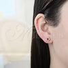 Arete Dormilona 02.156.0319 Oro Laminado, Diseño de Estrella, con Granate and Blanca Zirconia Cubica, Pulido, Tono Dorado