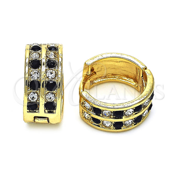 Argolla Huggie 02.94.0101.2.15 Oro Laminado, con Negro and Blanca Cristal, Pulido, Tono Dorado