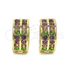 Argolla Huggie 02.94.0101.3.15 Oro Laminado, con Multicolor Cristal, Pulido Rosado, Tono Dorado