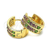 Argolla Huggie 02.94.0101.3.15 Oro Laminado, con Multicolor Cristal, Pulido Rosado, Tono Dorado