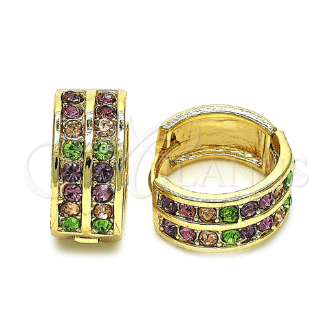 Argolla Huggie 02.94.0101.3.15 Oro Laminado, con Multicolor Cristal, Pulido Rosado, Tono Dorado