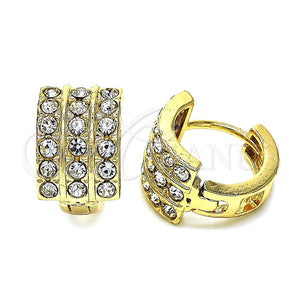 Argolla Huggie 02.94.0102.12 Oro Laminado, con Blanca Cristal, Pulido, Tono Dorado