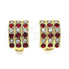 Argolla Huggie 02.94.0102.1.12 Oro Laminado, con Granate and Blanca Zirconia Cubica, Pulido, Tono Dorado