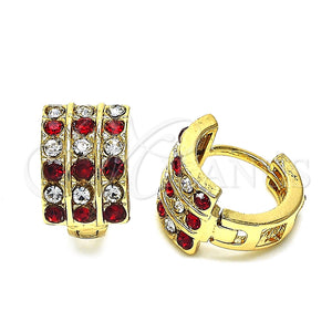 Argolla Huggie 02.94.0102.1.12 Oro Laminado, con Granate and Blanca Zirconia Cubica, Pulido, Tono Dorado