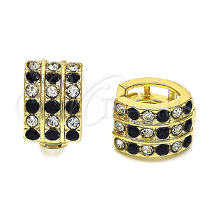 Argolla Huggie 02.94.0102.2.12 Oro Laminado, con Negro and Blanca Cristal, Pulido, Tono Dorado