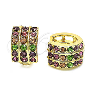 Argolla Huggie 02.94.0102.3.12 Oro Laminado, con Multicolor Cristal, Pulido, Tono Dorado
