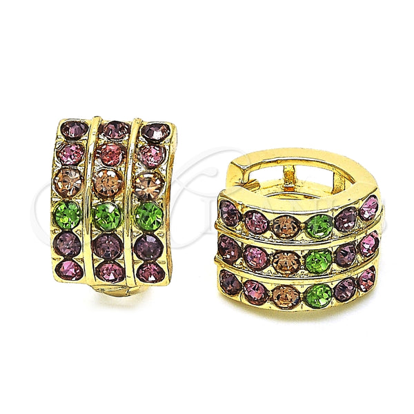 Argolla Huggie 02.94.0102.3.12 Oro Laminado, con Multicolor Cristal, Pulido, Tono Dorado