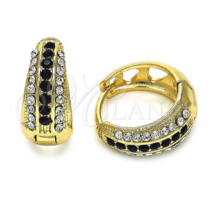 Argolla Huggie 02.94.0103.2.15 Oro Laminado, con Negro and Blanca Cristal, Pulido, Tono Dorado