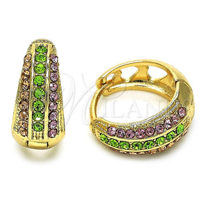 Argolla Huggie 02.94.0103.3.15 Oro Laminado, con Multicolor Cristal, Pulido, Tono Dorado