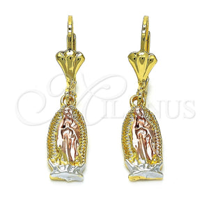 Arete Colgante 02.351.0010 Oro Laminado, Diseño de Guadalupe, Pulido, Tres Tonos