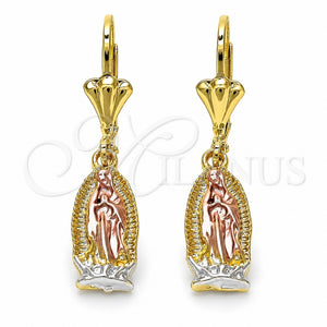 Arete Colgante 02.351.0010 Oro Laminado, Diseño de Guadalupe, Pulido, Tres Tonos