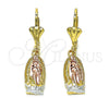 Arete Colgante 02.351.0010 Oro Laminado, Diseño de Guadalupe, Pulido, Tres Tonos