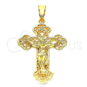 Dije Religioso 05.351.0016 Oro Laminado, Diseño de Crucifijo, Pulido, Tono Dorado
