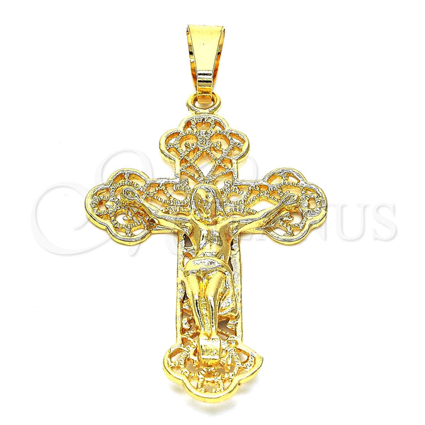Dije Religioso 05.351.0016 Oro Laminado, Diseño de Crucifijo, Pulido, Tono Dorado