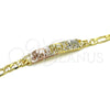 Pulsera con Placa 03.351.0019.07 Oro Laminado, Diseño de Elefante, Pulido, Tres Tonos (05 MM Thickness, 7 Inches Length)