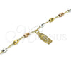 Rosario de Pulsera 03.351.0021.08 Oro Laminado, Diseño de Guadalupe, Pulido, Tres Tonos