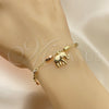 Rosario de Pulsera 03.351.0023.08 Oro Laminado, Diseño de Elefante, Pulido, Tres Tonos
