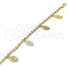 Pulsera de Dije 03.351.0024.08 Oro Laminado, Diseño de Guadalupe, Pulido, Tres Tonos (04 MM Thickness, 8 Inches Length)