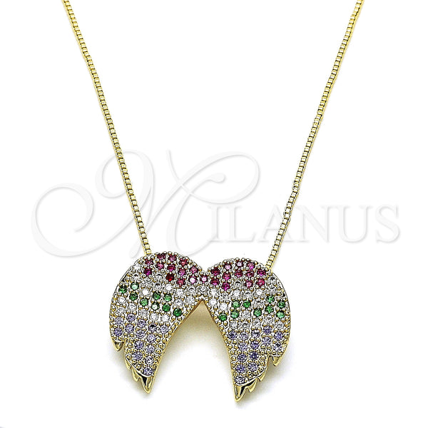 Collares con Dije 04.353.0002.18 Oro Laminado, con Multicolor Micro Pave, Pulido, Tono Dorado (01 MM Thickness, 18 Inches Length)