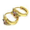 Argolla Huggie 02.237.0030.2.15 Oro Laminado, con Multicolor Zirconia Cubica, Pulido, Tono Dorado