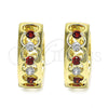 Argolla Huggie 02.237.0031.15 Oro Laminado, con Granate and Blanca Zirconia Cubica, Pulido, Tono Dorado