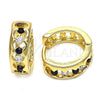 Argolla Huggie 02.237.0031.1.15 Oro Laminado, con Negro and Blanca Zirconia Cubica, Pulido, Tono Dorado