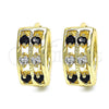 Argolla Huggie 02.237.0033.1.15 Oro Laminado, con Negro and Blanca Zirconia Cubica, Pulido, Tono Dorado