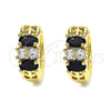 Argolla Huggie 02.237.0035.1.15 Oro Laminado, con Negro and Blanca Zirconia Cubica, Pulido, Tono Dorado