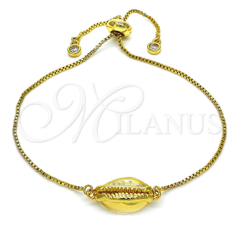 Pulsera Bolo Ajustable 03.207.0098.2.10 Oro Laminado, con Blanca Zirconia Cubica, Pulido, Tono Dorado (01 MM Thickness, 10 Inches Length)