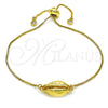 Pulsera Bolo Ajustable 03.207.0098.2.10 Oro Laminado, con Blanca Zirconia Cubica, Pulido, Tono Dorado (01 MM Thickness, 10 Inches Length)
