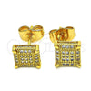 Arete Dormilona 02.344.0014 Oro Laminado, con Micro Pave Blanca, Pulido, Tono Dorado